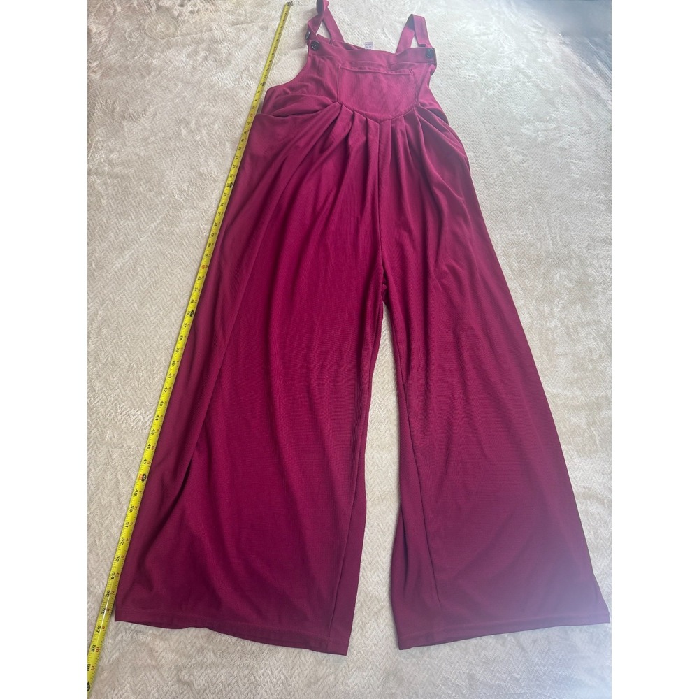 Halara One Piece Jumpsuit Womens 2X Pink Adjustable Strap Waffle Knit Wide Leg - Picture 11 of 14